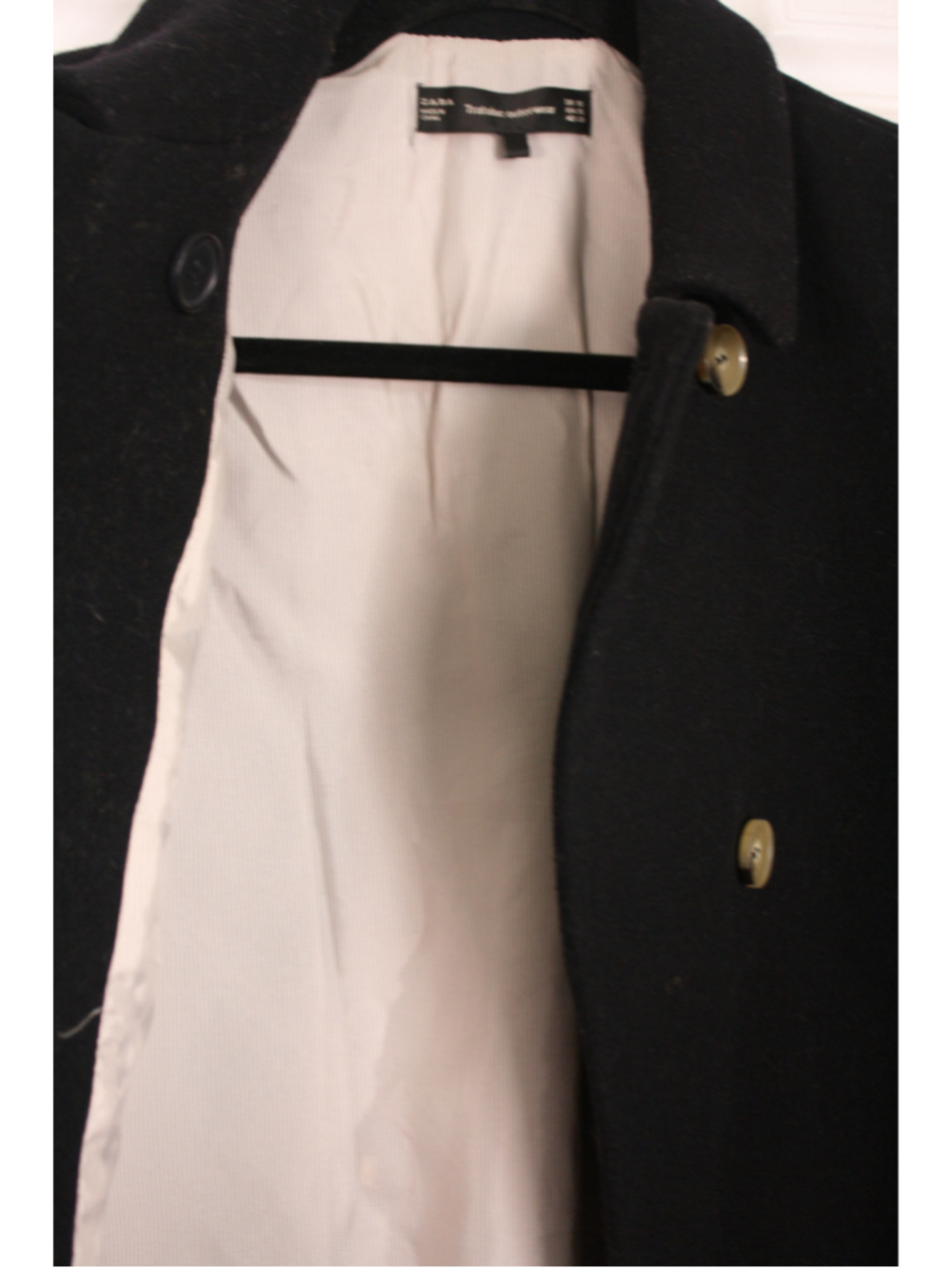 Zara Trafaluc XS Wool Blend Military Peacoat Lovers Embroidered Black Jacket - Picture 7 of 13